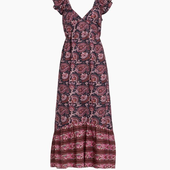 Figue Cosette Paisley Ruffle Midi Cotton Dress  Medium NWT $495 - Picture 3 of 8